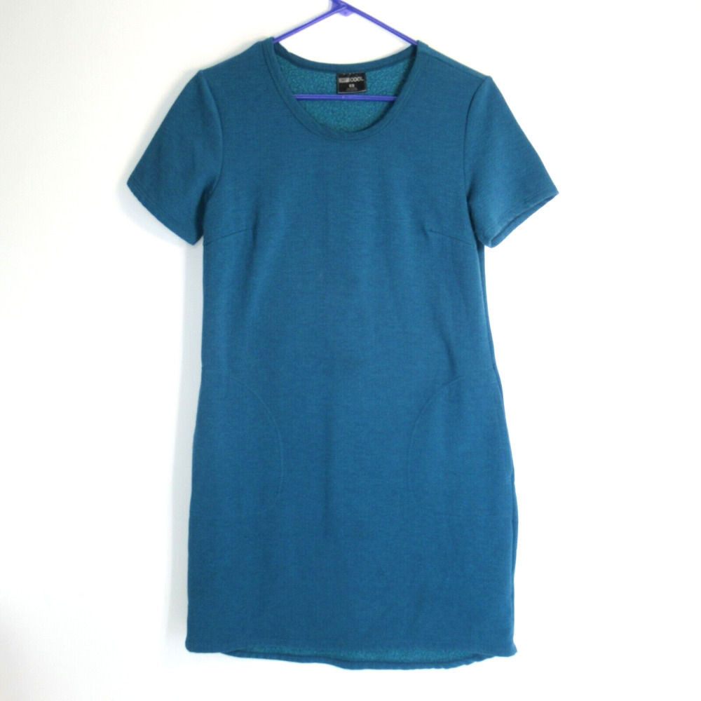 32 Degrees Dress Women Small Teal Casual Pullover Sheath Short Sleeve Pockets